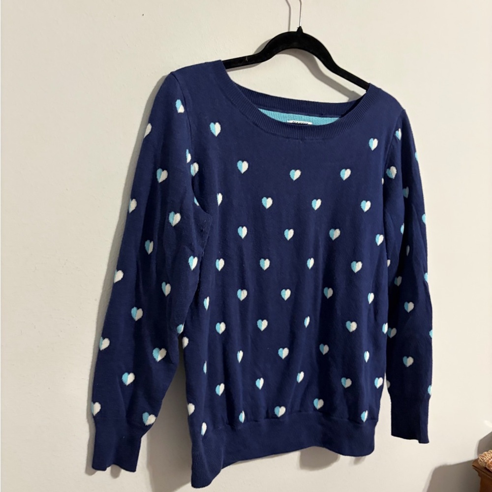 GAP Navy Sweater with Heart Pattern Gap Women's Pullover Classic Sweater Size‎ M - Picture 3 of 7